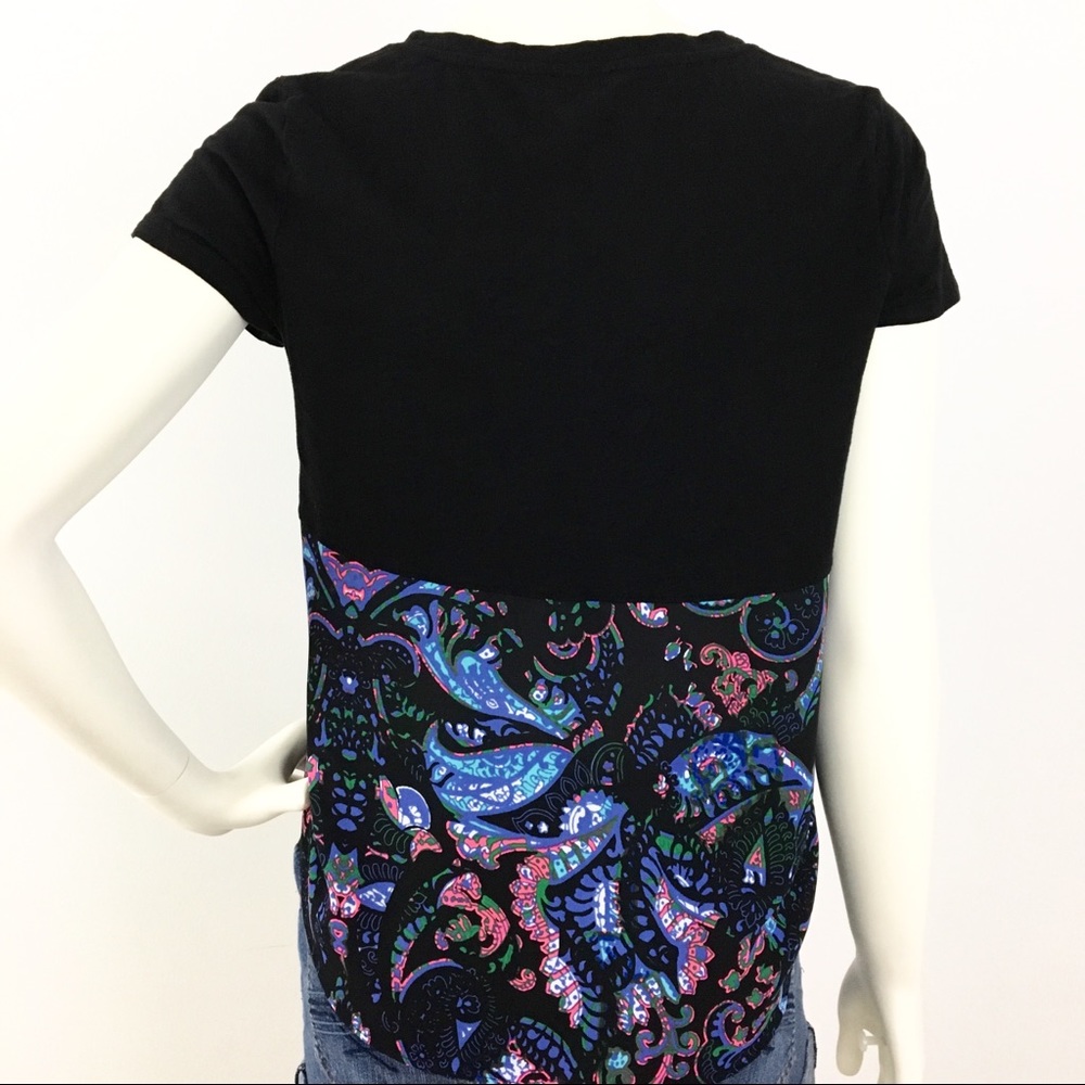 SOLD Express Floral Paisley Black Shirt V-Neck - Picture 2 of 4
